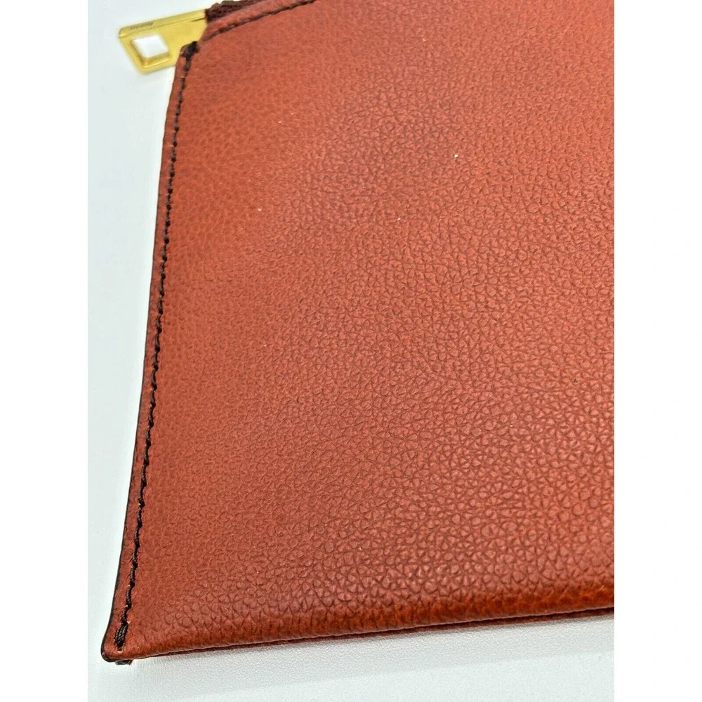 Fossil Pebbled Cowhide Leather Cinnamon Brown Zippered Money Wallet Pouch Clean!